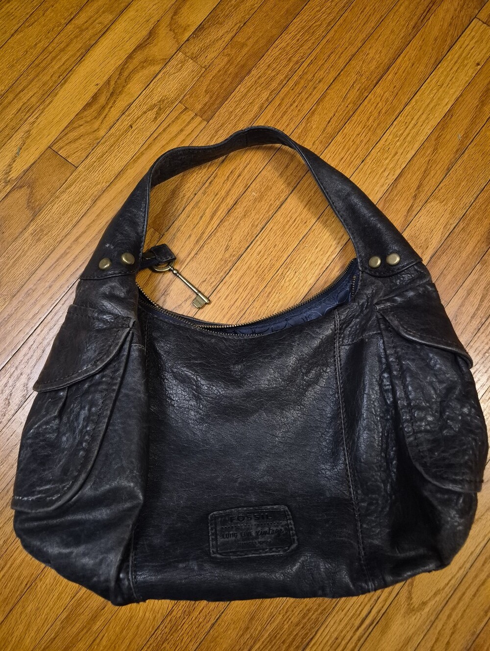 Vintage Pebbled Leather Fossil Shoulder Bag
